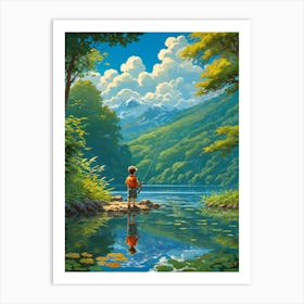 Fishing By The Lake Art Print