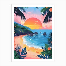 Tropical Beach Sunset Art Print