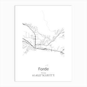 Forde,Norway Minimalist Map Art Print