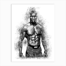 Kamaru Usman Drawing Sketch Art Print