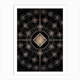 Geometric Glyph Radial Array in Glitter Gold on Black n.0009 Art Print