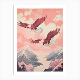 Vintage Japanese Inspired Bird Print Bald Eagle 2 Art Print