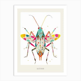 Colourful Insect Illustration Katydid 2 Poster Art Print