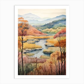 Autumn National Park Painting Plitvice Lakes National Park Croatia Art Print