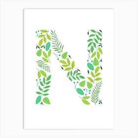 Leafy Letter N Art Print