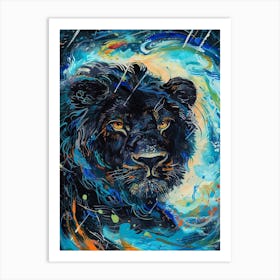 Black Lion Facing A Storm Fauvist Painting 2 Art Print