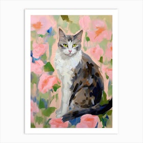 A Turkish Angora Cat Painting, Impressionist Painting 1 Art Print