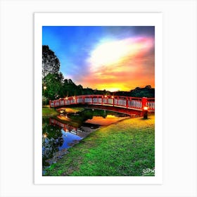 Sunset Bridge Art Print