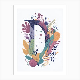 Colorful Letter D Illustration 9 Art Print