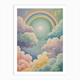 Rainbow & Clouds In The Pastel Sky Art Print