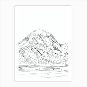 Mount Mckinley Denali Usa Line Drawing 8 Art Print