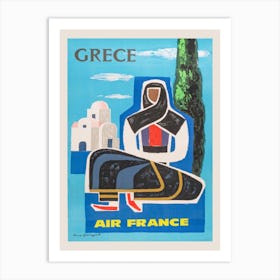 Air France Greece Travel Poster, 1963 Art Print