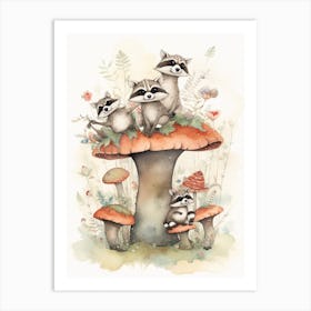 A Raccoons Watercolour Illustration Storybook 4 Art Print