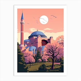 Hagia Sophia   Istanbul, Turkey   Cute Botanical Illustration Travel 2 Art Print