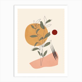 Minimal Line Young Leaves Art Print