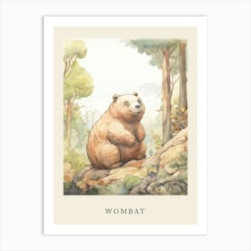 Beatrix Potter Inspired  Animal Watercolour Wombat 3 Art Print