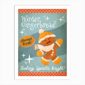 Mid Century Winter Gingerbread Art Print