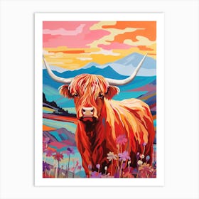 Highland Cow Paint Illustration 2 Art Print