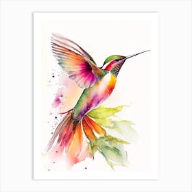 Fiery Throated Hummingbird Cute Neon 3 Art Print