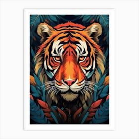 Tiger Art In Art Deco Style 2 Art Print