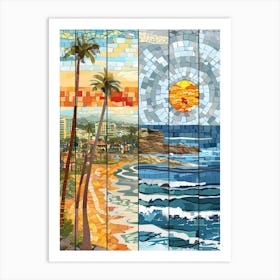 California Beach Mosaic Art Print