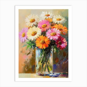 Glass Vase With Bouquet Gerbera Flowers Art Print