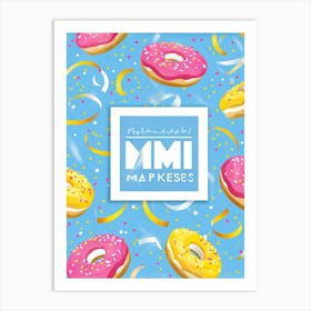 An Abstract Pattern Of Tiny Donuts Swirling With A Blend Of Pastel Pink Blue And Yellow Hues Set (6) Art Print