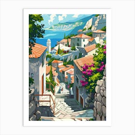 Of A Village By The Sea Art Print