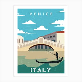 Venice, Italy — Retro travel minimalist poster 1 Art Print