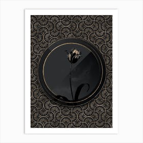 Shadowy Vintage Didier's Tulip Botanical on Black with Gold 1 Art Print