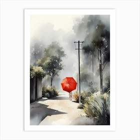 Red Umbrella Art Print