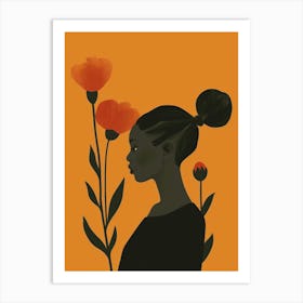 Black Girl With Flowers 2 Art Print