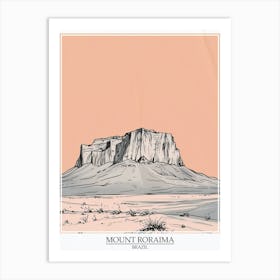 Mount Roraima Venezuela Brazil Color Line Drawing 6 Poster Art Print