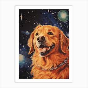 Golden Retriever In Space Art Print