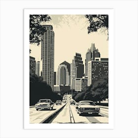 Duotone Illustration Skyline Austin Texas 3 Art Print