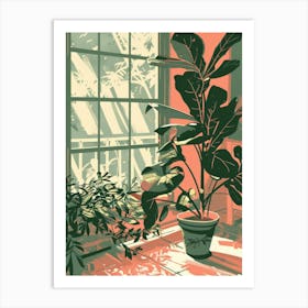 Potted Plants In Front Of Window Art Print