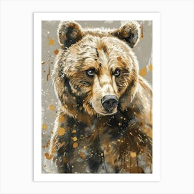 Brown Bear Precisionist Illustration 1 Art Print