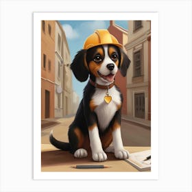 Beagle In A Hard Hat Architect Dog Lovers Art Print