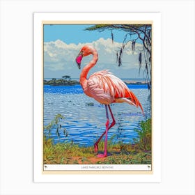 Greater Flamingo Lake Nakuru Nakuru Kenya Tropical Illustration 3 Poster Art Print