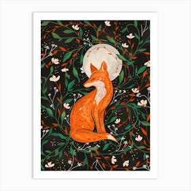 Red Fox Moonlight Art Print