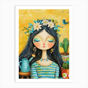 Cactus Girl 1 Art Print