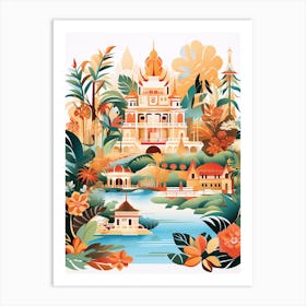 Suan Nong Nooch Thailand Modern Illustration 1 Art Print