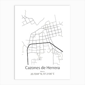 Cazones De Herrera,Mexico Minimalist Map Art Print