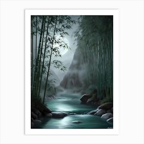 Bamboo Forest At Night 1 Art Print