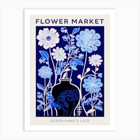 Blue Flower Market Poster Queen Annes Lace 5 Art Print
