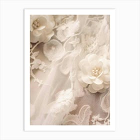 White Lace And Flowers 1 Art Print