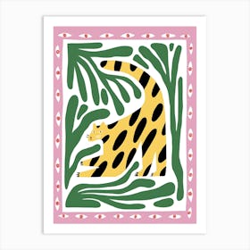 Leopard On A Pink Background Art Print