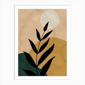 Sunset With A Leaf Art Print