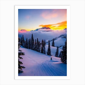 Bormio, Italy Sunrise Skiing Poster Art Print