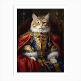 Royal Cat On Throne 1 Art Print